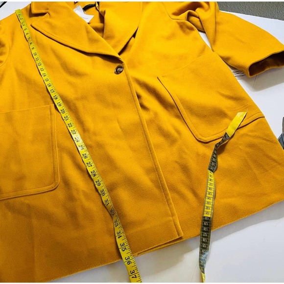 Topshop Carly Mustard Double Breasted Long Jacket Size 12 Brand New - Picture 7 of 9